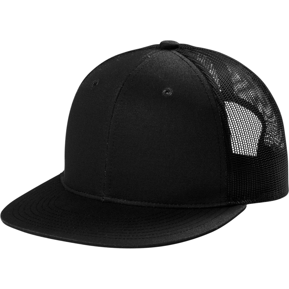no-logo Port Authority Snapback Flat Bill Trucker Cap