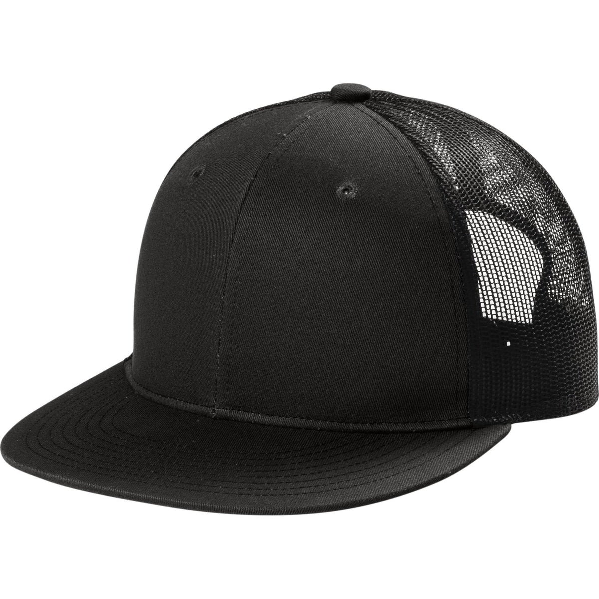 no-logo Port Authority Snapback Flat Bill Trucker Cap