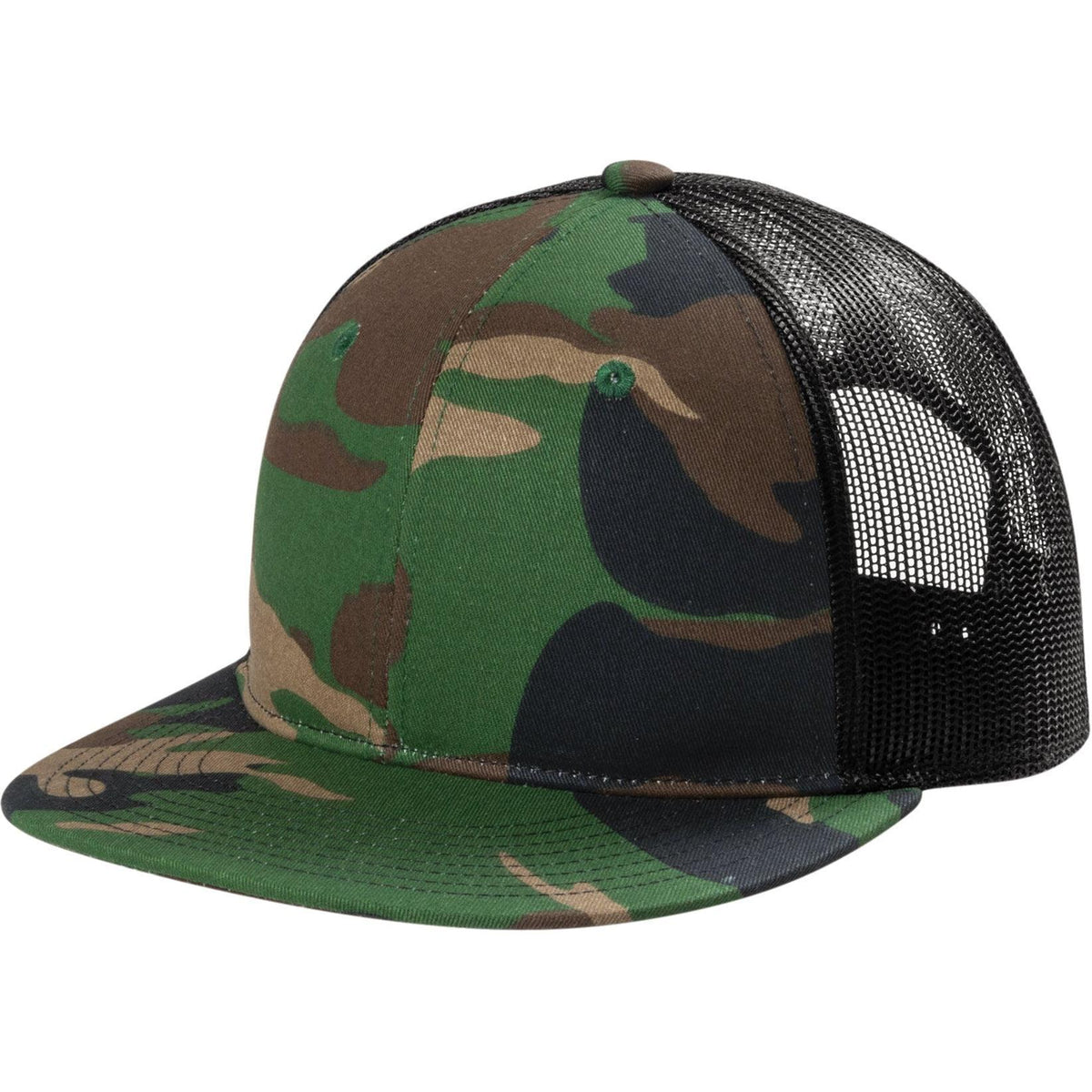 no-logo Port Authority Snapback Flat Bill Trucker Cap