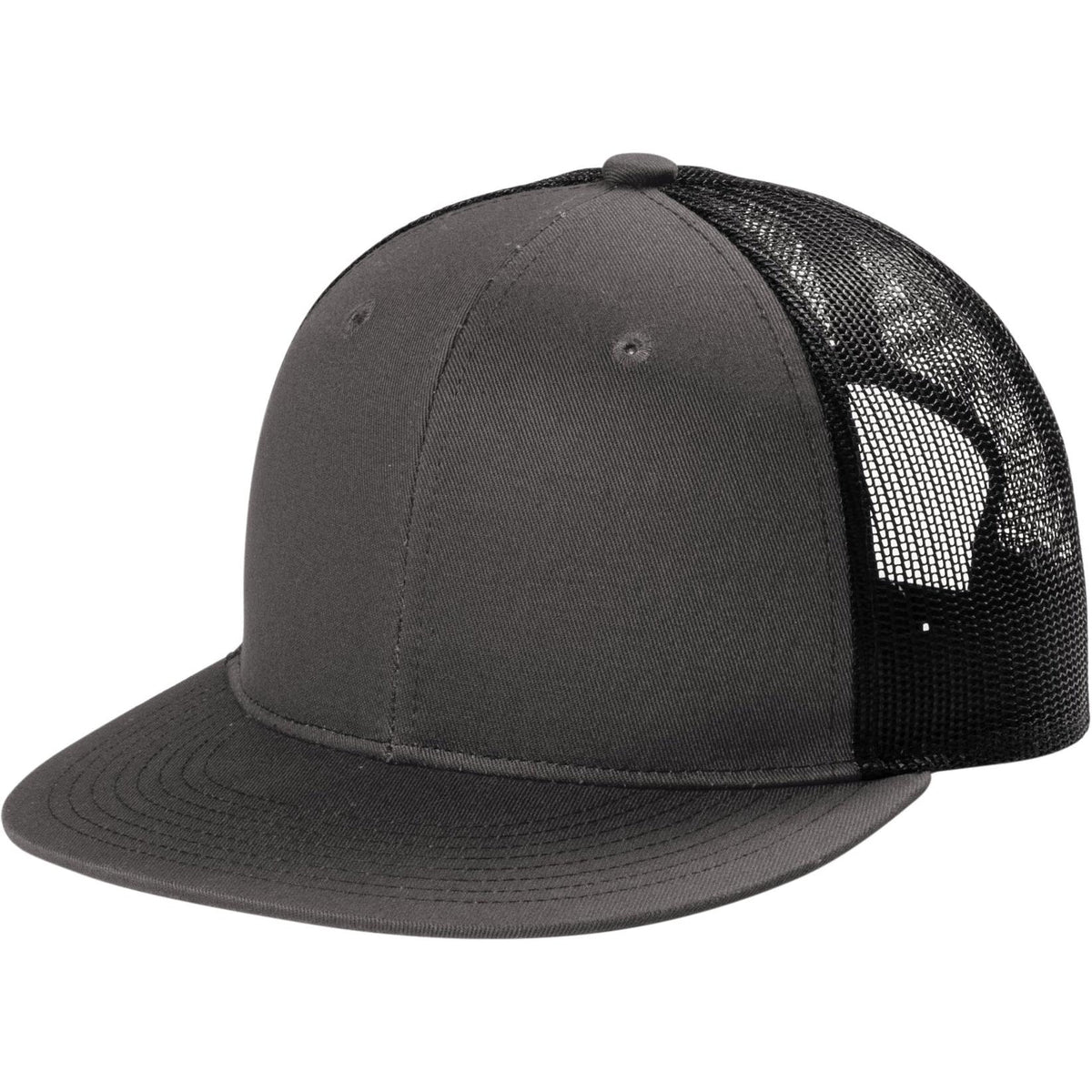no-logo Port Authority Snapback Flat Bill Trucker Cap