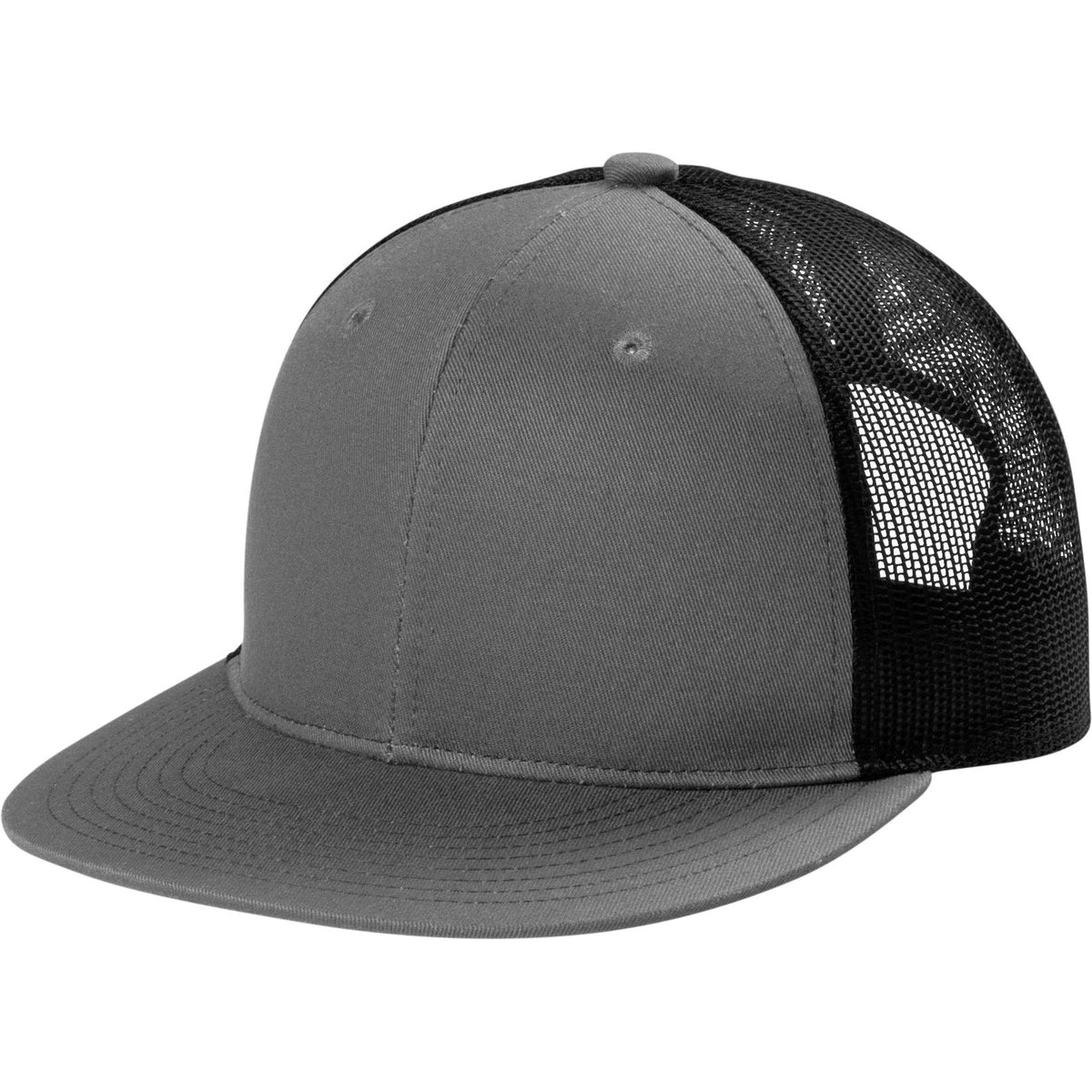 no-logo Port Authority Snapback Flat Bill Trucker Cap