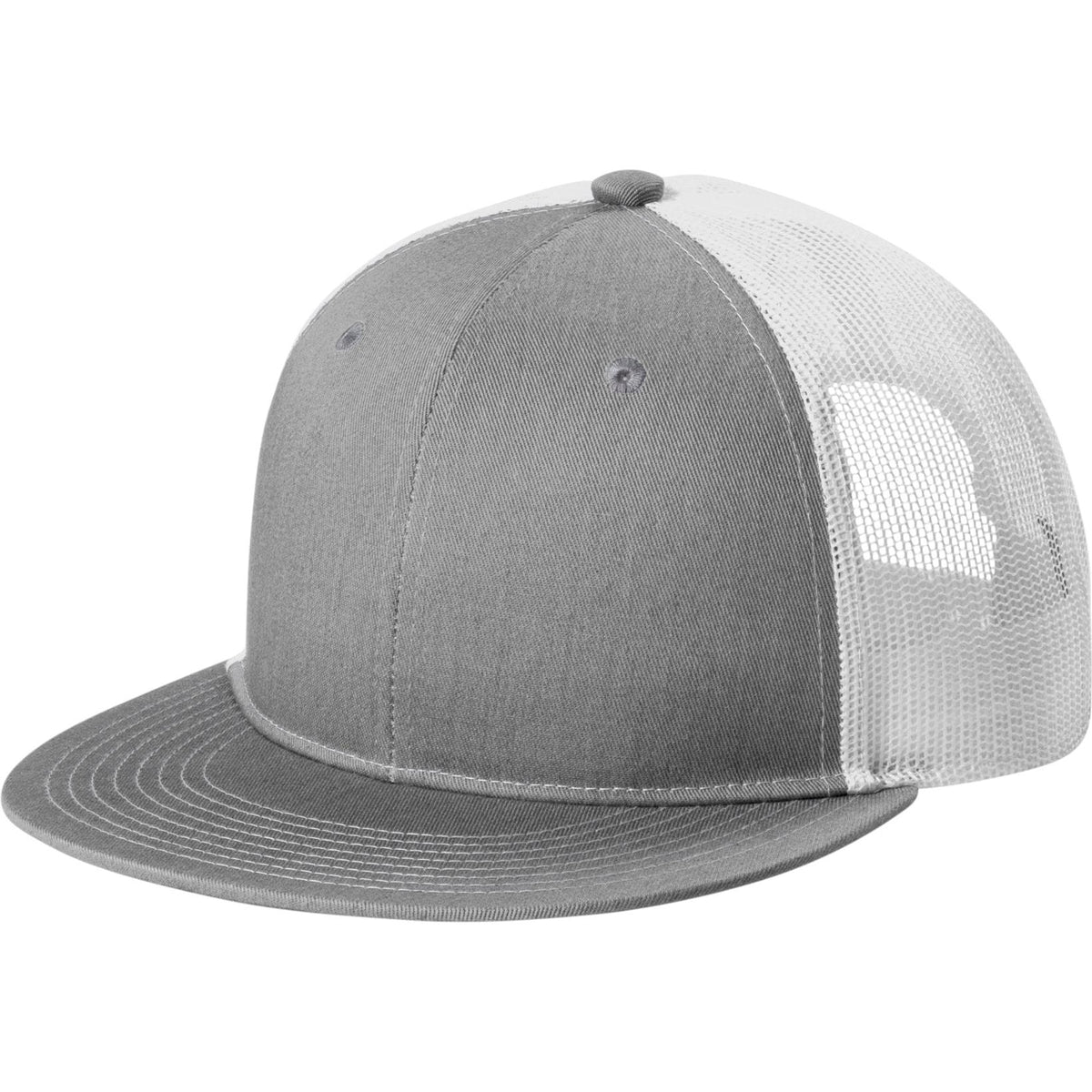 no-logo Port Authority Snapback Flat Bill Trucker Cap