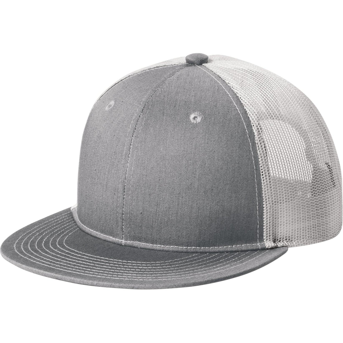 no-logo Port Authority Snapback Flat Bill Trucker Cap
