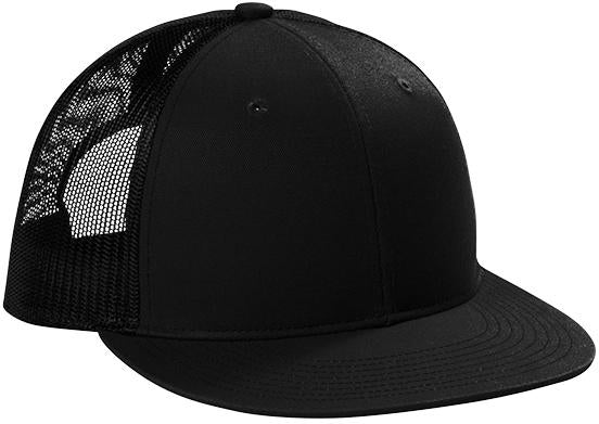 no-logo Port Authority Snapback Flat Bill Trucker Cap-Regular-Port Authority-Black-1 Size-Thread Logic