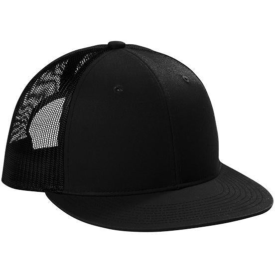 no-logo Port Authority Snapback Flat Bill Trucker Cap-Regular-Port Authority-Black-1 Size-Thread Logic