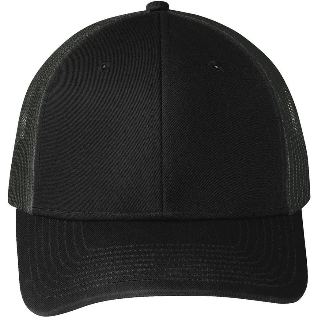 no-logo Port Authority Snapback Trucker Cap-Headwear-Port Authority-Black/Grey Steel-OSFA-Thread Logic