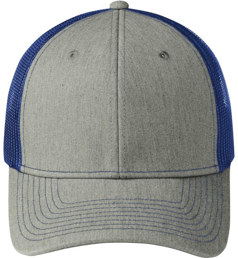 Port Authority Snapback Trucker Cap-Regular-Port Authority-Heather Grey/Patriot Blue-OSFA-Thread Logic