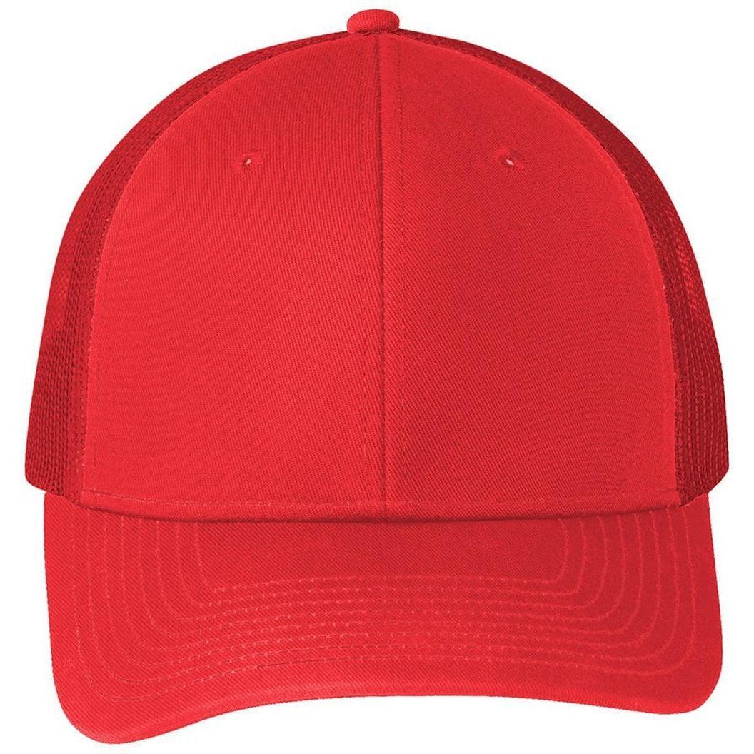 no-logo Port Authority Snapback Trucker Cap-Headwear-Port Authority-True Red-OSFA-Thread Logic