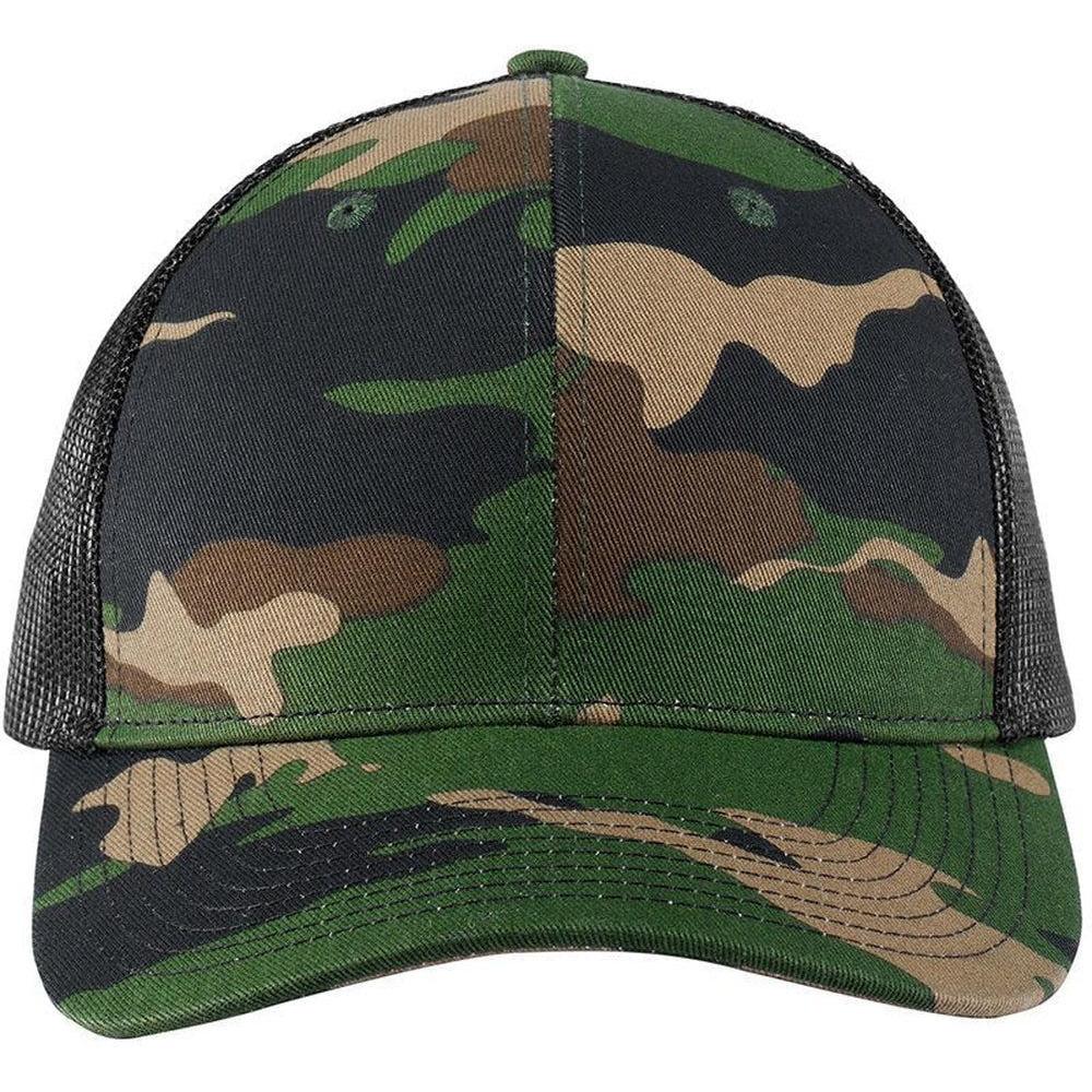 no-logo Port Authority Snapback Trucker Cap-Headwear-Port Authority-Woodland Camo/Black-OSFA-Thread Logic