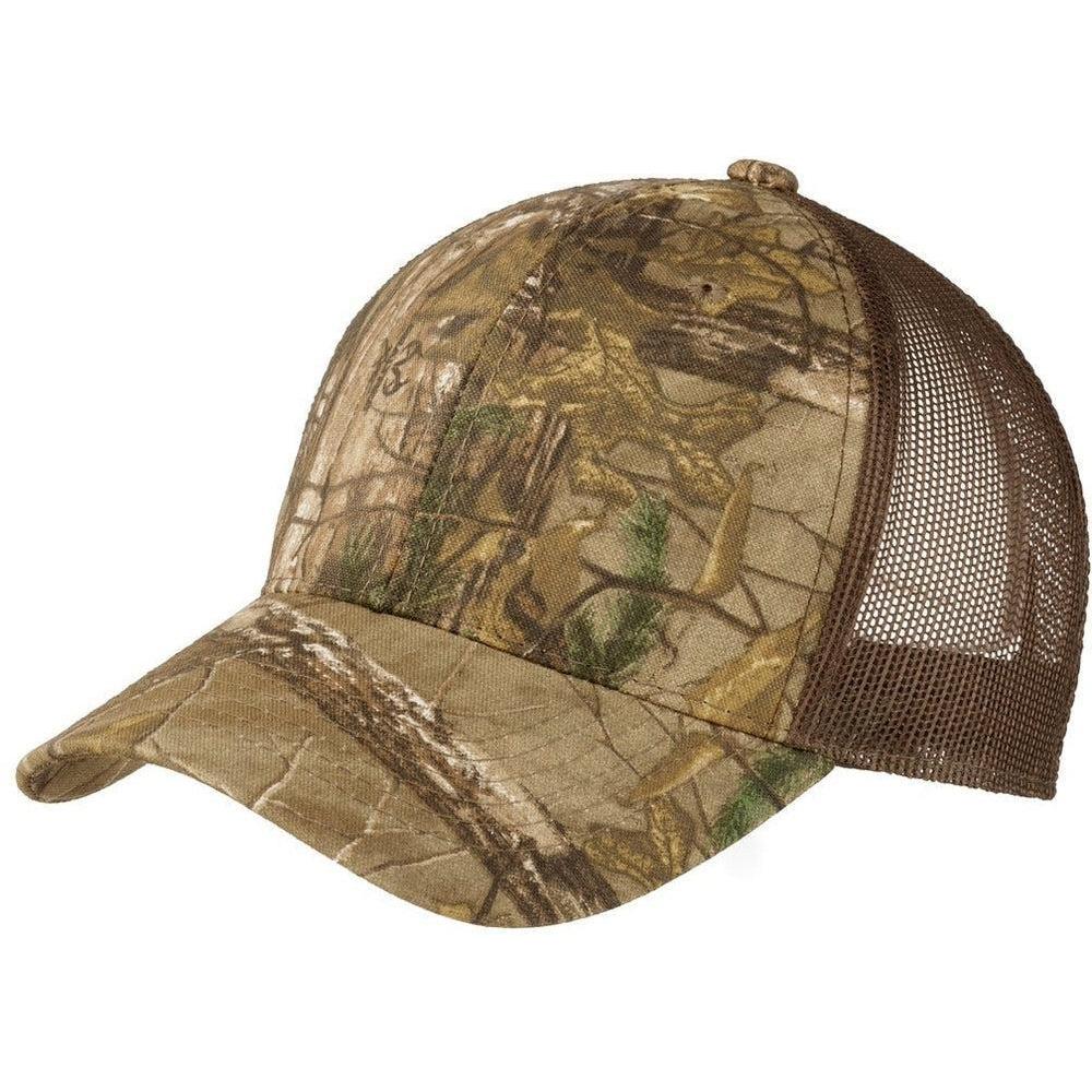 no-logo Port Authority Structured Camouflage Mesh Back Cap-Headwear-Port Authority-Realtree Xtra/Brown-OSFA-Thread Logic