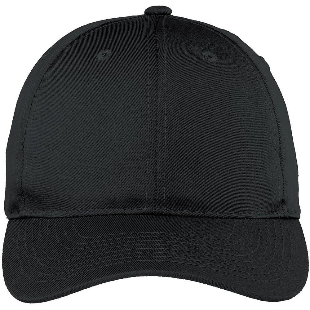 no-logo Port Authority Structured Fine Twill Cap-Headwear-Port Authority-Black-OSFA-Thread Logic