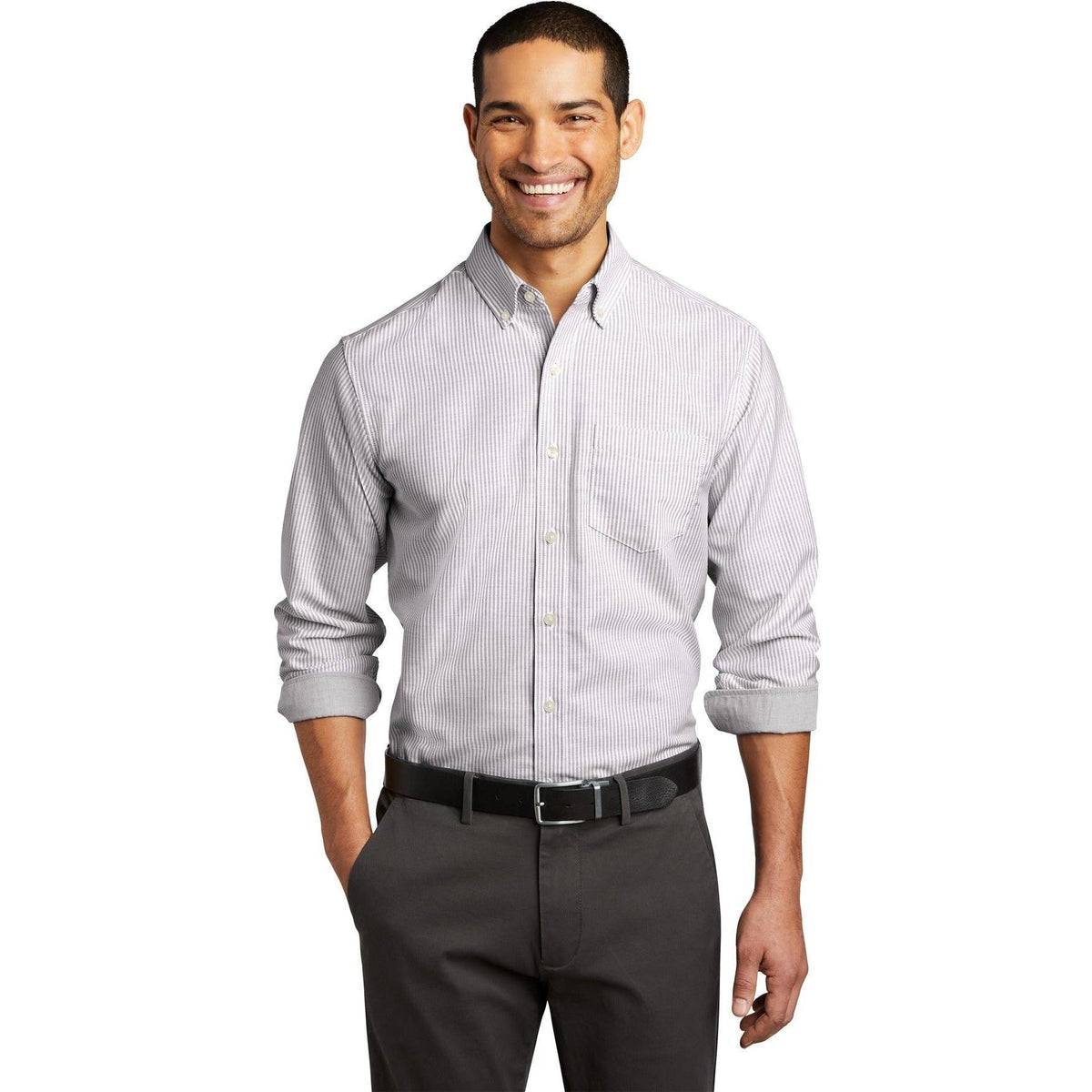 no-logo Port Authority SuperPro Oxford Stripe Shirt-Regular-Port Authority-Thread Logic