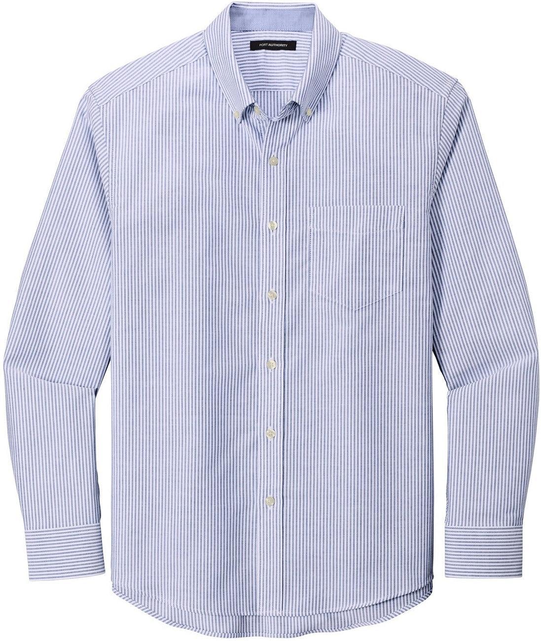 Port Authority SuperPro Oxford Stripe Shirt-Regular-Port Authority-Oxford Blue/White-S-Thread Logic