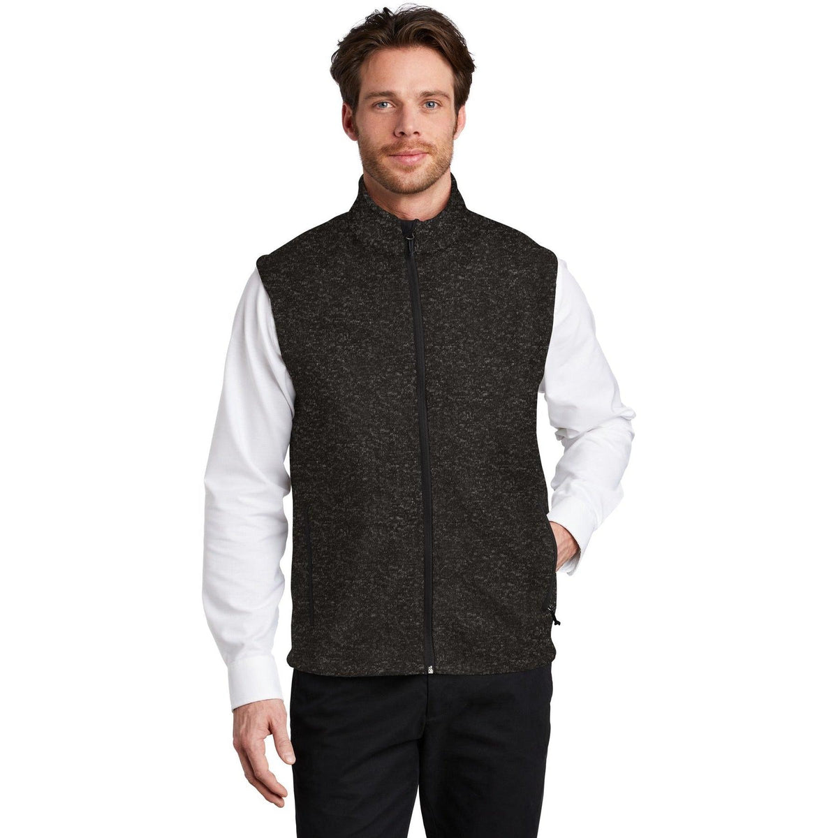 no-logo Port Authority Sweater Fleece Vest-Vests-Port Authority-Thread Logic