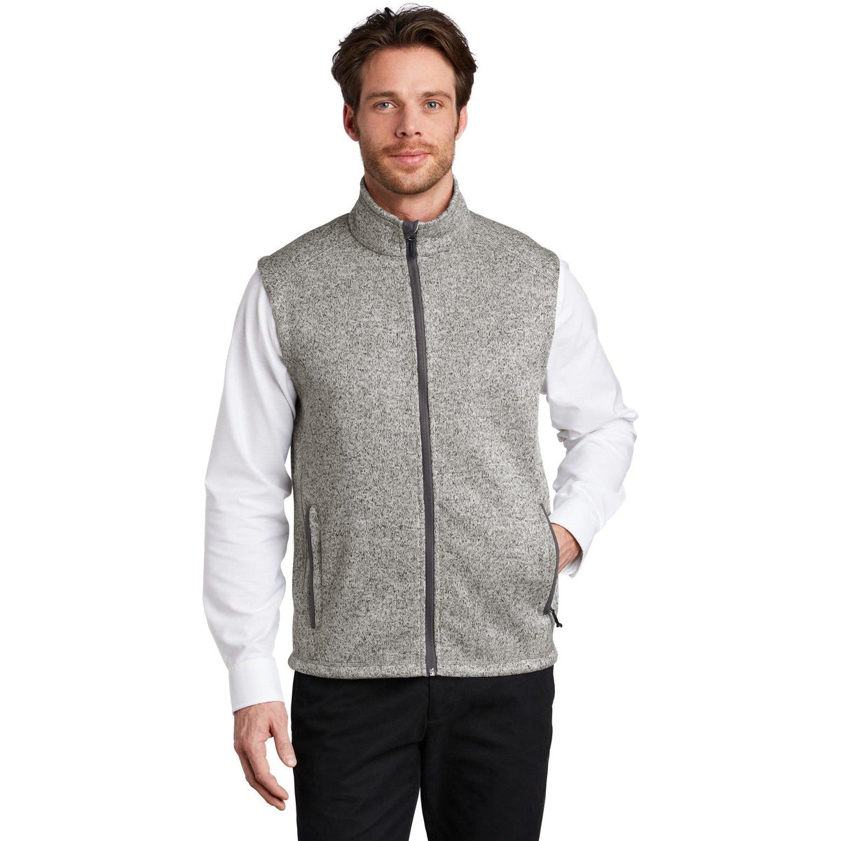 no-logo Port Authority Sweater Fleece Vest-Vests-Port Authority-Thread Logic