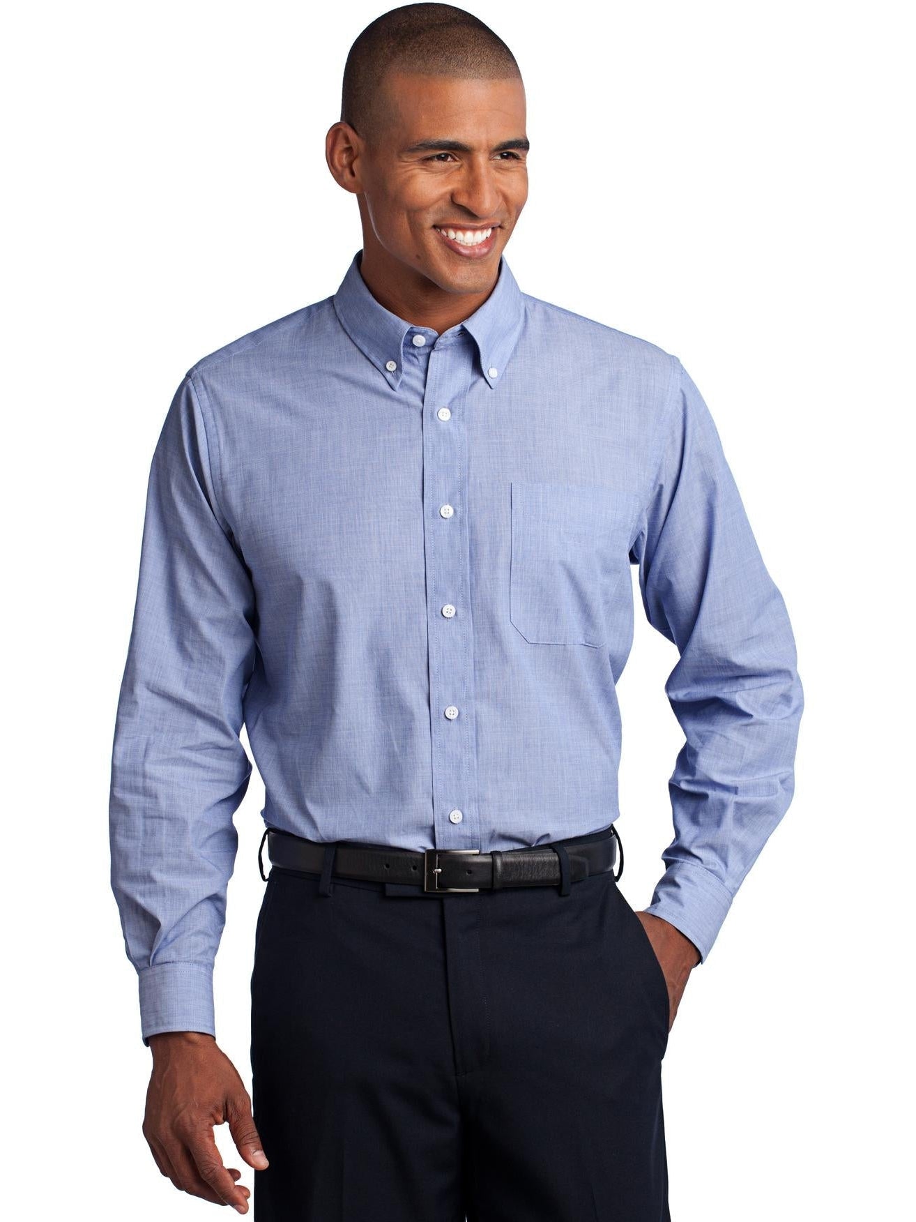 no-logo Port Authority Tall Crosshatch Easy Care Shirt-Regular-Port Authority-Thread Logic