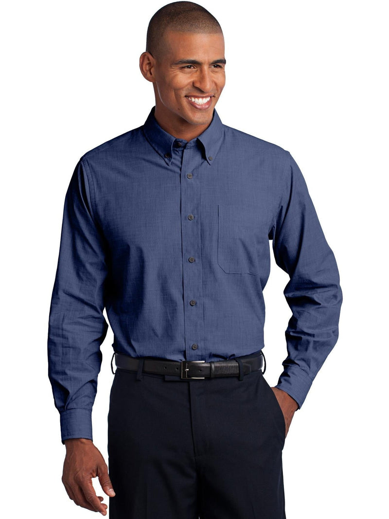 no-logo Port Authority Tall Crosshatch Easy Care Shirt-Regular-Port Authority-Thread Logic