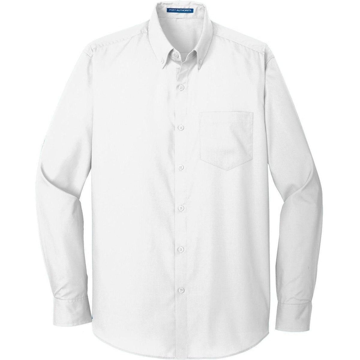 no-logo Port Authority Tall Long Sleeve Carefree Poplin Shirt-Dress Shirts-Port Authority-White-LT-Thread Logic