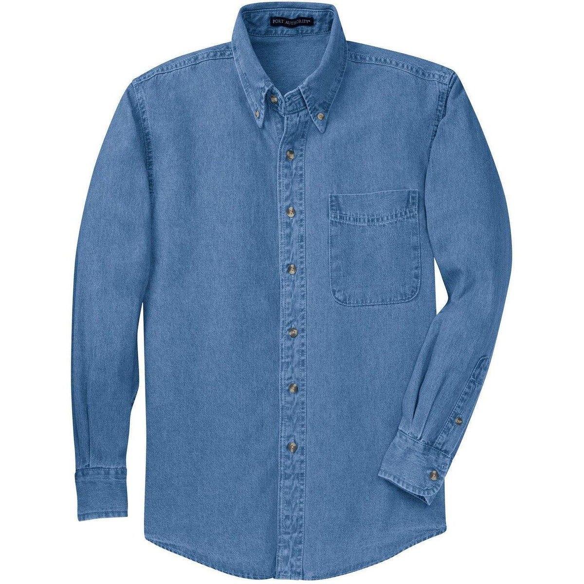 no-logo Port Authority Tall Long Sleeve Denim Shirt-Dress Shirts-Port Authority-Faded Blue-LT-Thread Logic