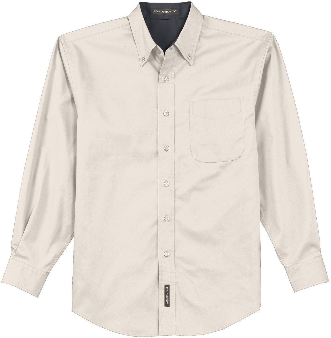 no-logo Port Authority Tall Long Sleeve Easy Care Shirt-Regular-Port Authority-Light Stone/Classic Navy-LT-Thread Logic