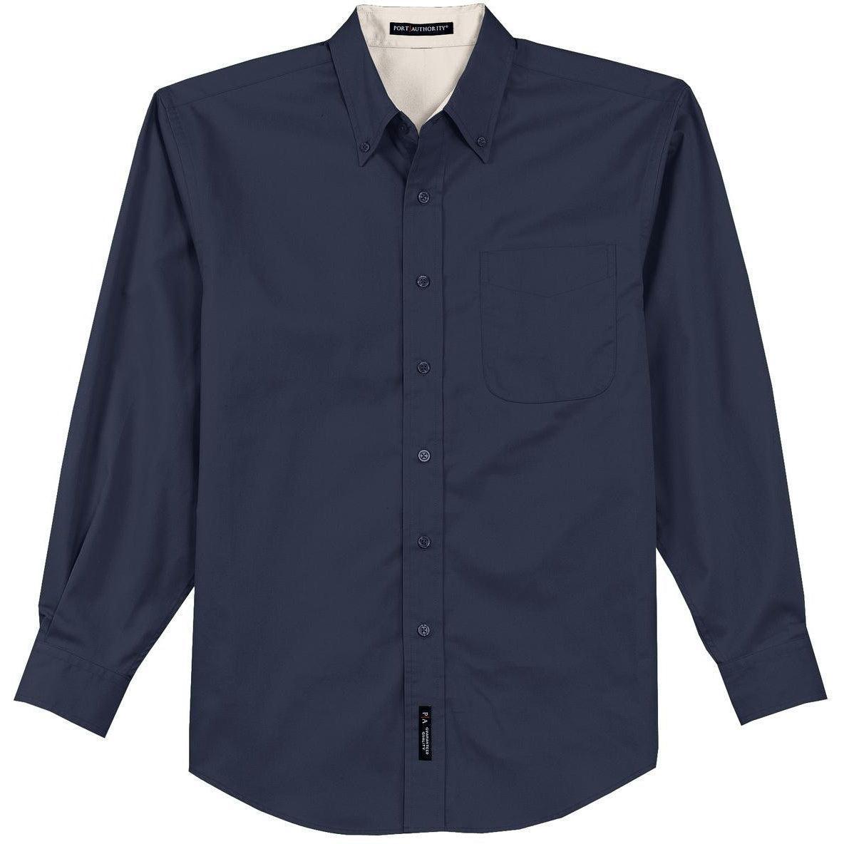 no-logo Port Authority Tall Long Sleeve Easy Care Shirt-Dress Shirts-Port Authority-Navy/Light Stone-LT-Thread Logic