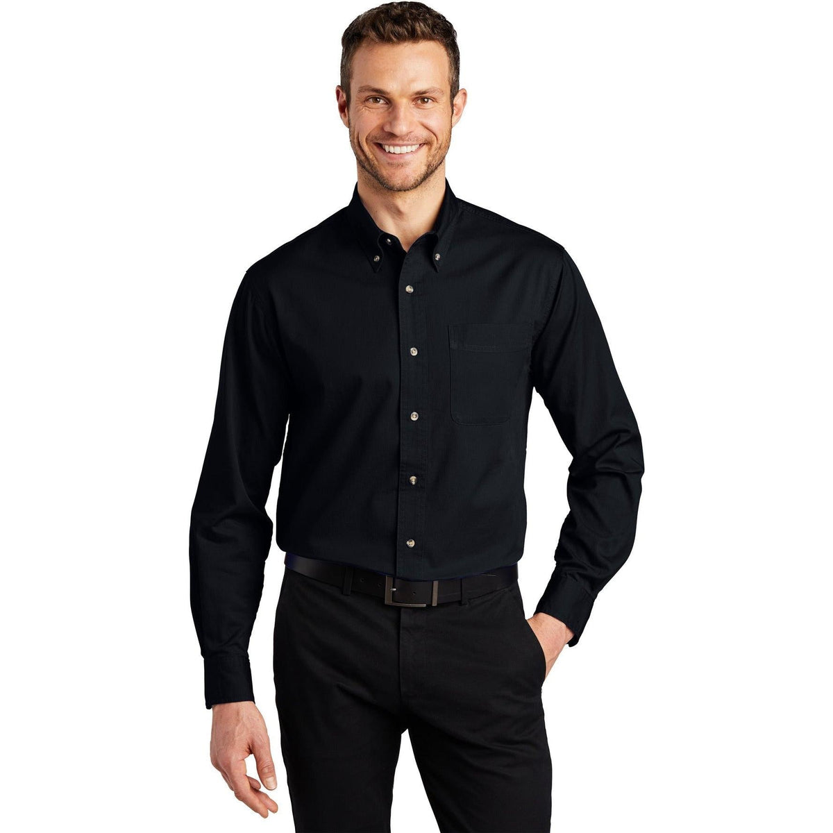 no-logo Port Authority Tall Long Sleeve Twill Shirt-Regular-Port Authority-Thread Logic
