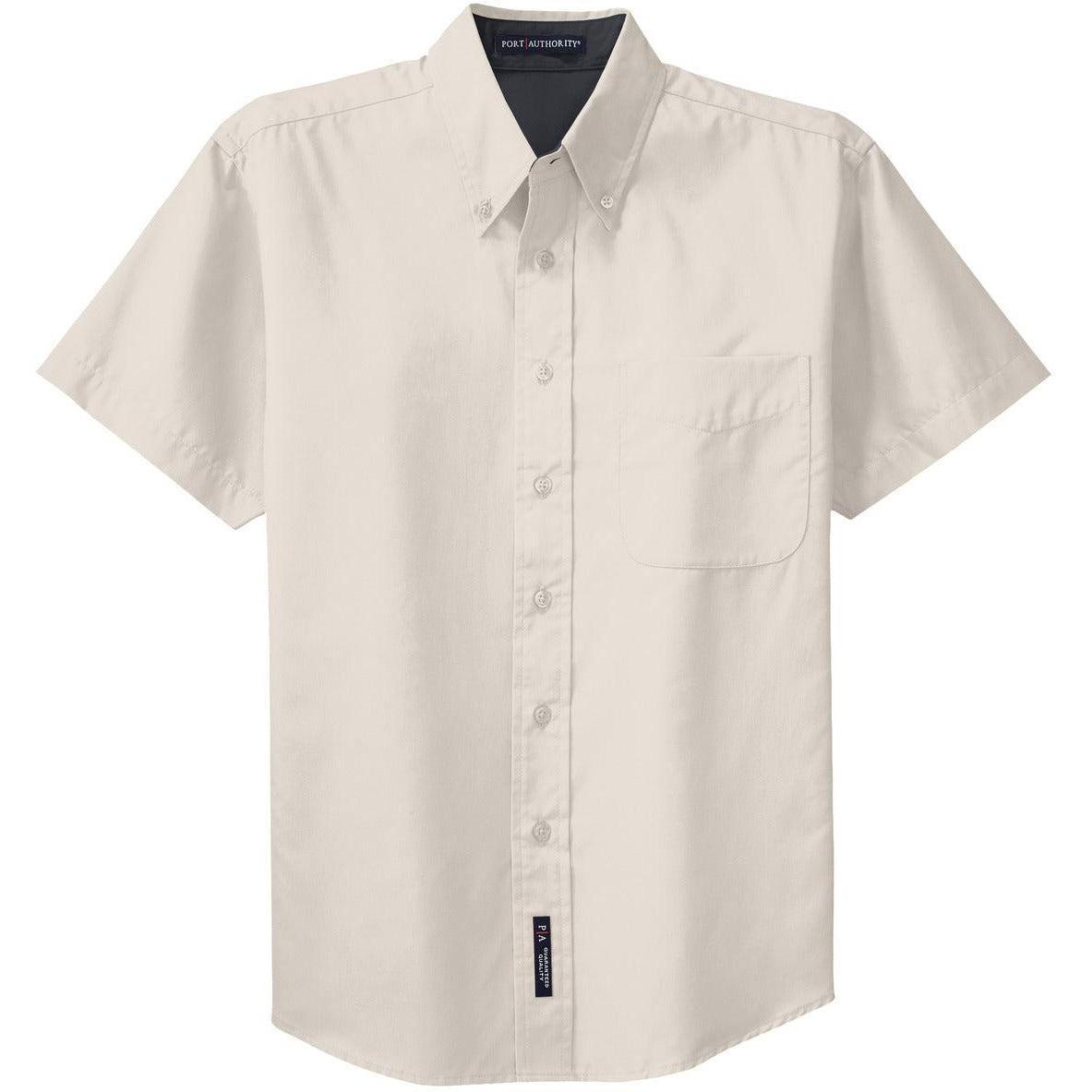 no-logo Port Authority Tall Short Sleeve Easy Care Shirt-Dress Shirts-Port Authority-Light Stone/Classic Navy-LT-Thread Logic