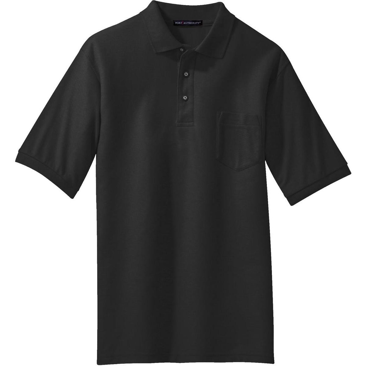 no-logo Port Authority Tall Silk Touch Polo with Pocket-Regular-Port Authority-Black-LT-Thread Logic