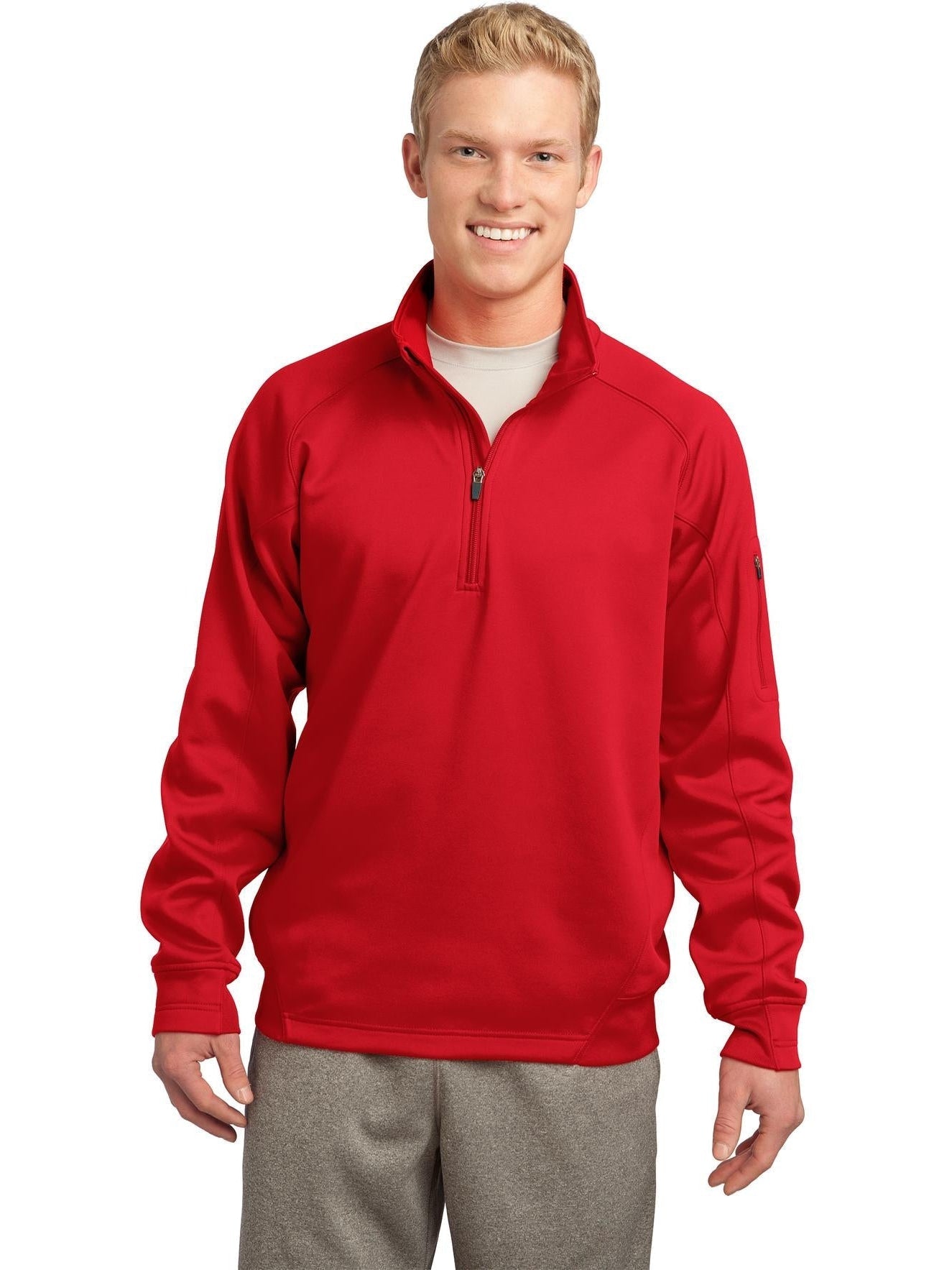 no-logo Port Authority Tech Fleece 1/4 Zip Pullover-Regular-Port Authority-True Red-S-Thread Logic