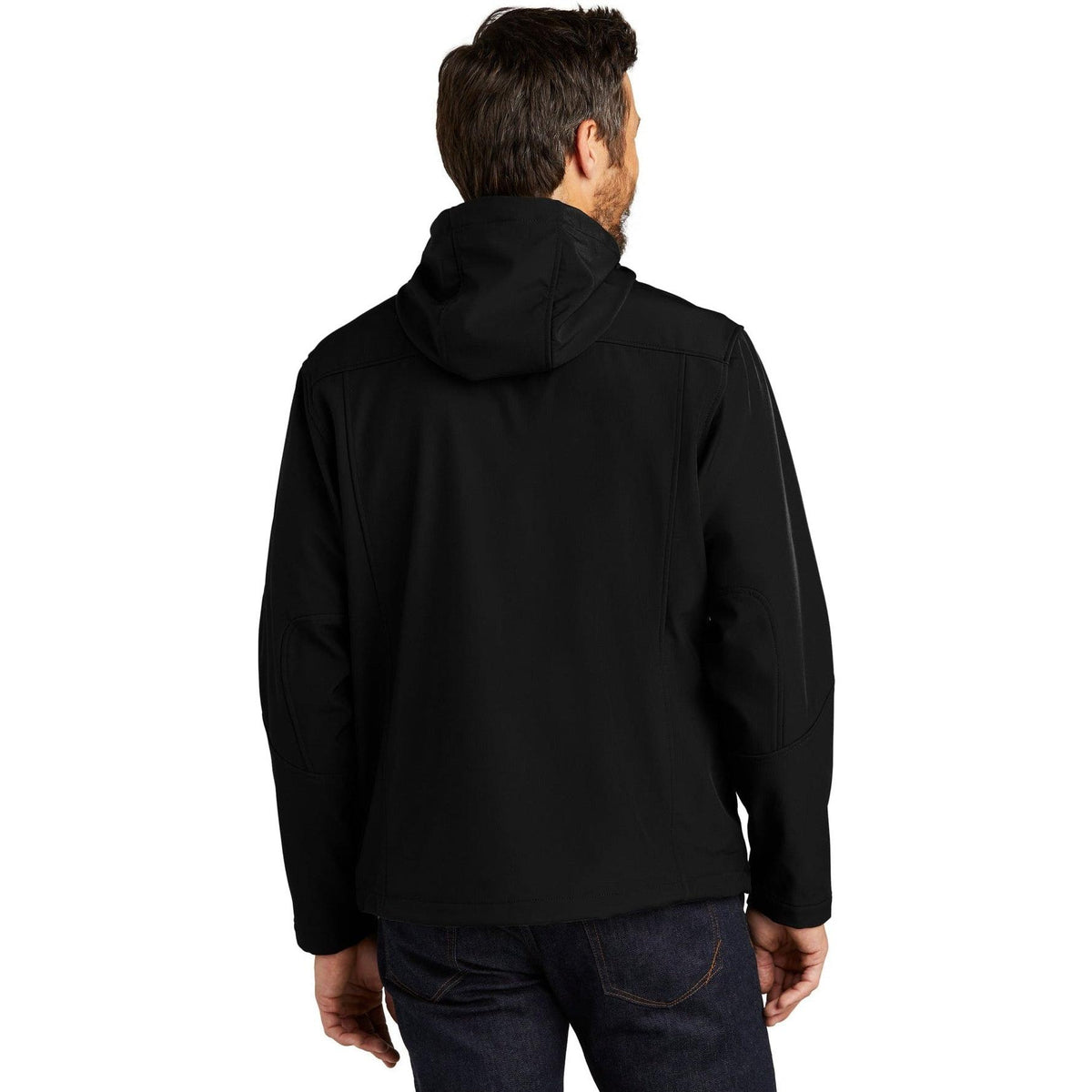 no-logo Port Authority Textured Hooded Soft Shell Jacket-Regular-Port Authority-Thread Logic