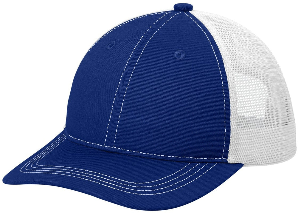 no-logo Port Authority Unstructured Snapback Trucker Cap-Caps-Port Authority-Patriot Blue/ White-1 Size-Thread Logic