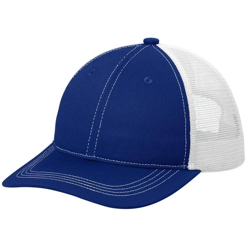 no-logo Port Authority Unstructured Snapback Trucker Cap-Caps-Port Authority-Patriot Blue/ White-1 Size-Thread Logic