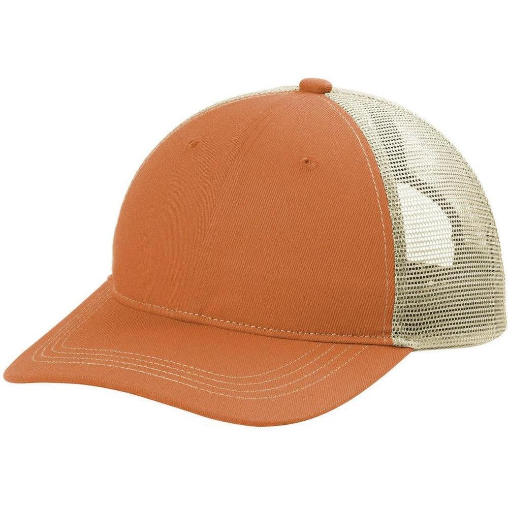 no-logo Port Authority Unstructured Snapback Trucker Cap-Caps-Port Authority-Texas Orange/ Tan-1 Size-Thread Logic