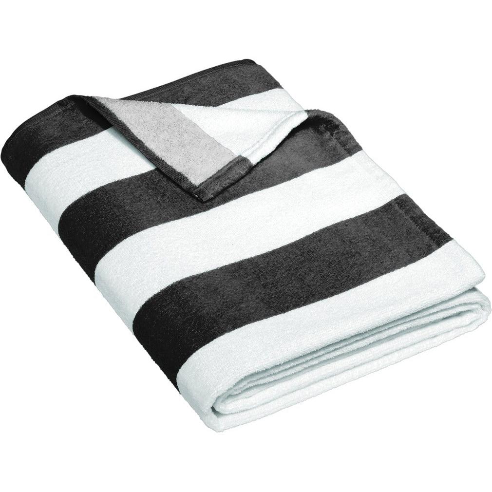 no-logo Port Authority Value Cabana Stripe Beach Towel-Regular-Port Authority-Black-1 Size-Thread Logic