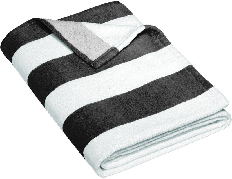 no-logo Port Authority Value Cabana Stripe Beach Towel-Regular-Port Authority-Black-1 Size-Thread Logic