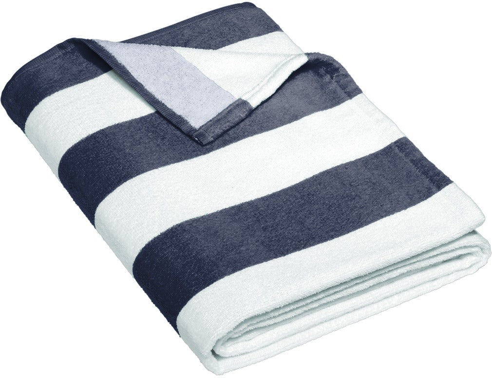 no-logo Port Authority Value Cabana Stripe Beach Towel-Regular-Port Authority-Navy-1 Size-Thread Logic
