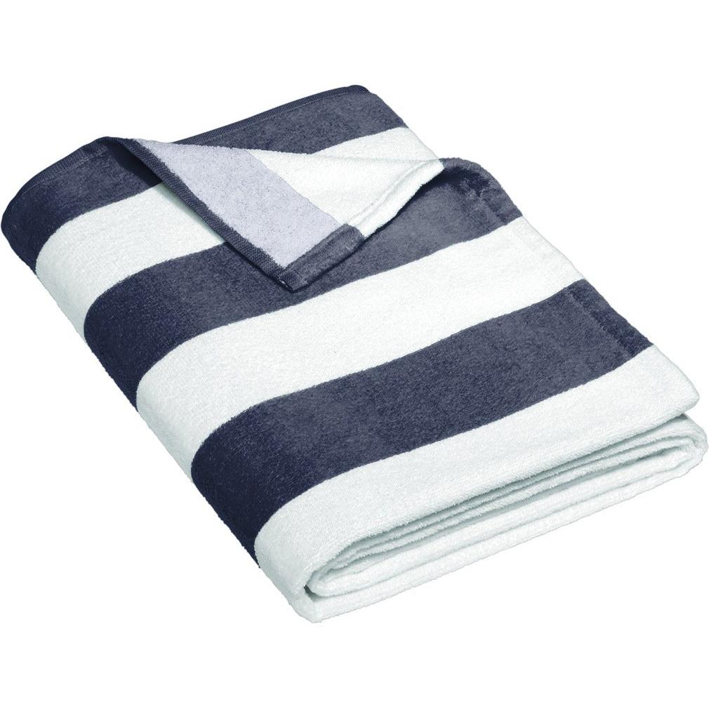 no-logo Port Authority Value Cabana Stripe Beach Towel-Regular-Port Authority-Navy-1 Size-Thread Logic