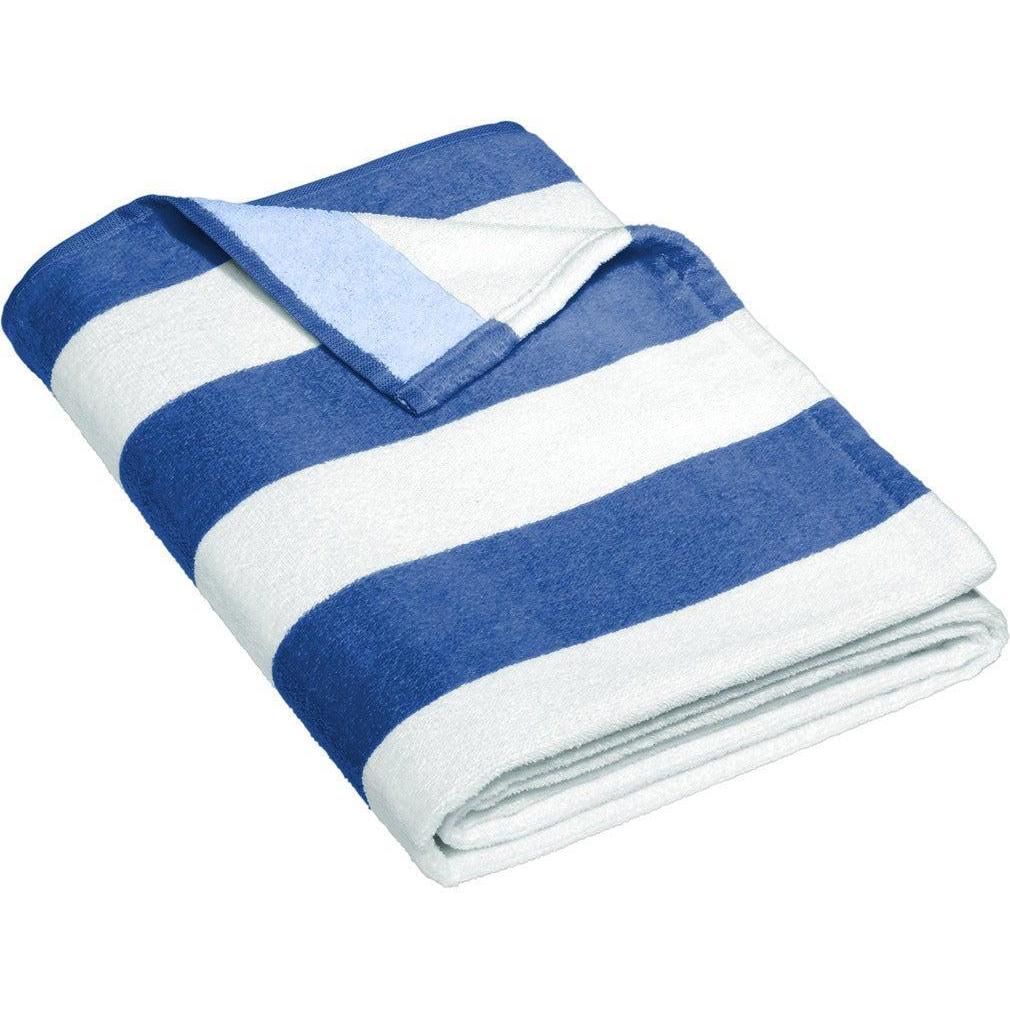 no-logo Port Authority Value Cabana Stripe Beach Towel-Regular-Port Authority-Royal-1 Size-Thread Logic
