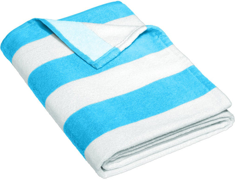 no-logo Port Authority Value Cabana Stripe Beach Towel-Regular-Port Authority-Turquoise-1 Size-Thread Logic