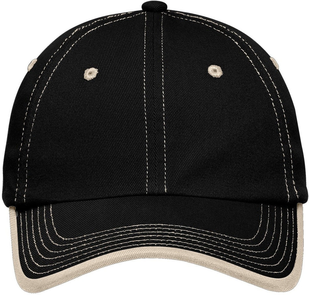 Port Authority Vintage Washed Contrast Stitch Cap-Regular-Port Authority-Black/Stone-OSFA-Thread Logic