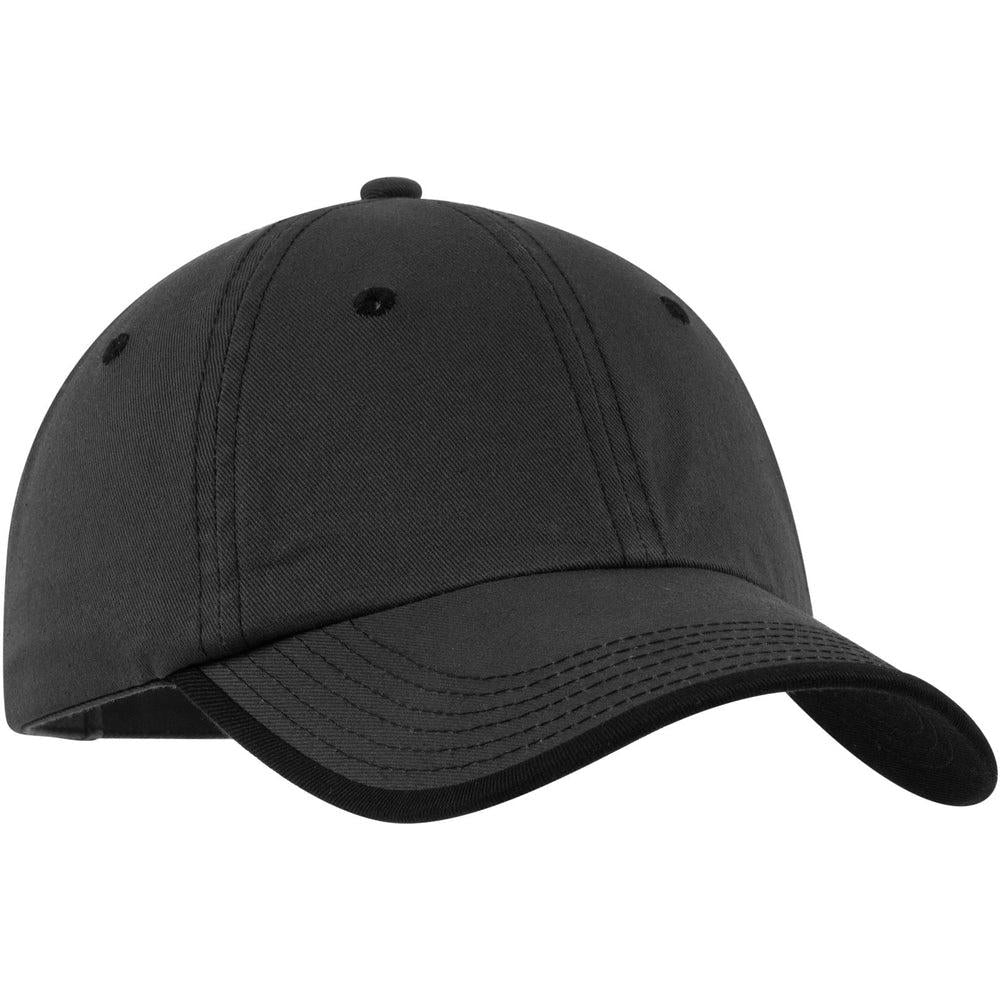 no-logo Port Authority Vintage Washed Contrast Stitch Cap-Headwear-Port Authority-Charcoal/Black-OSFA-Thread Logic