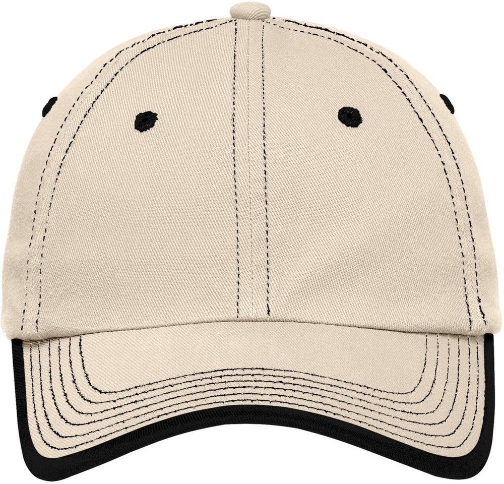 Port Authority Vintage Washed Contrast Stitch Cap-Regular-Port Authority-Stone/Black-OSFA-Thread Logic
