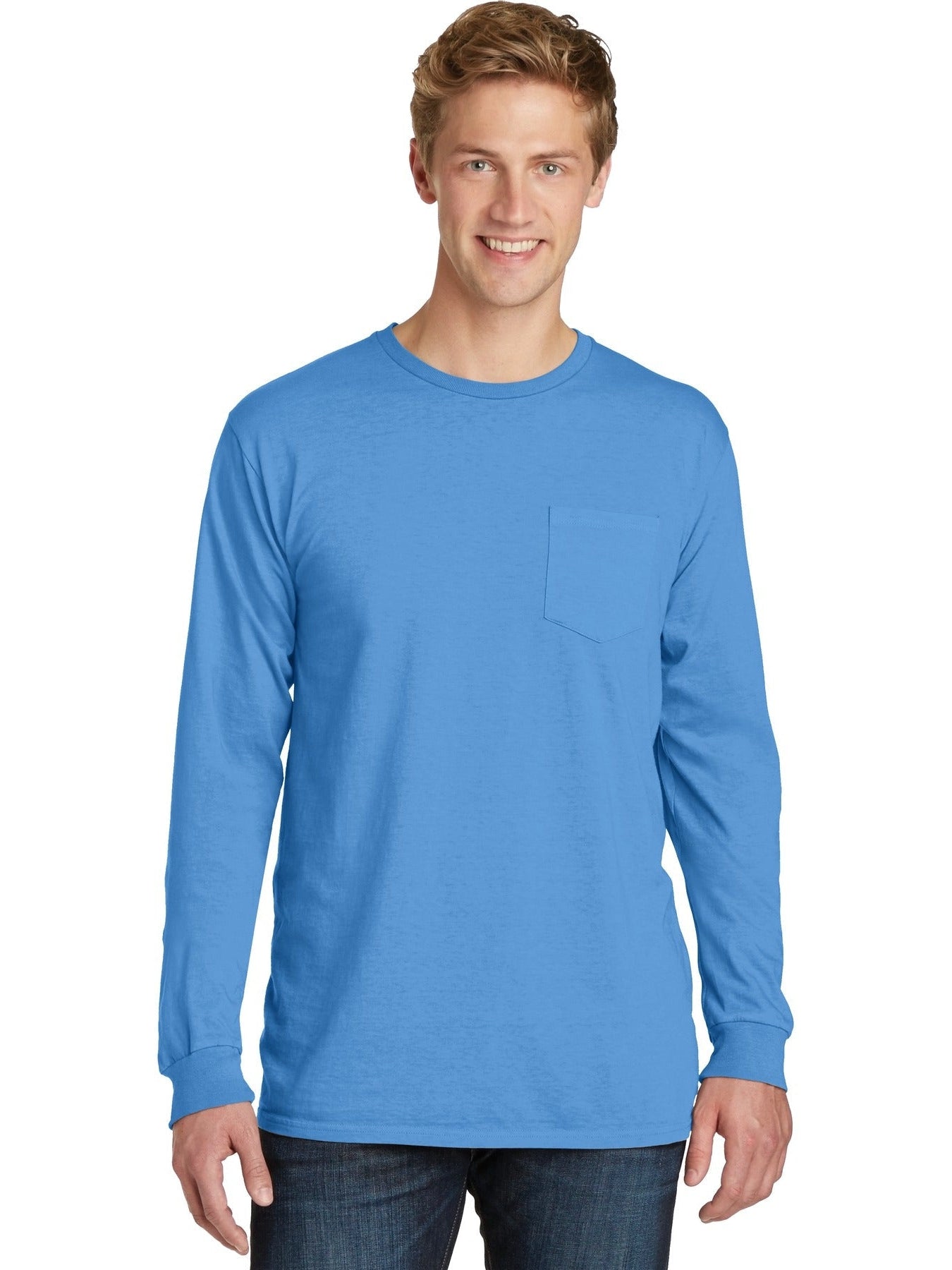 no-logo Port & Company Beach Wash Garment-Dyed Long Sleeve Pocket Tee-Regular-Port & Company-Thread Logic