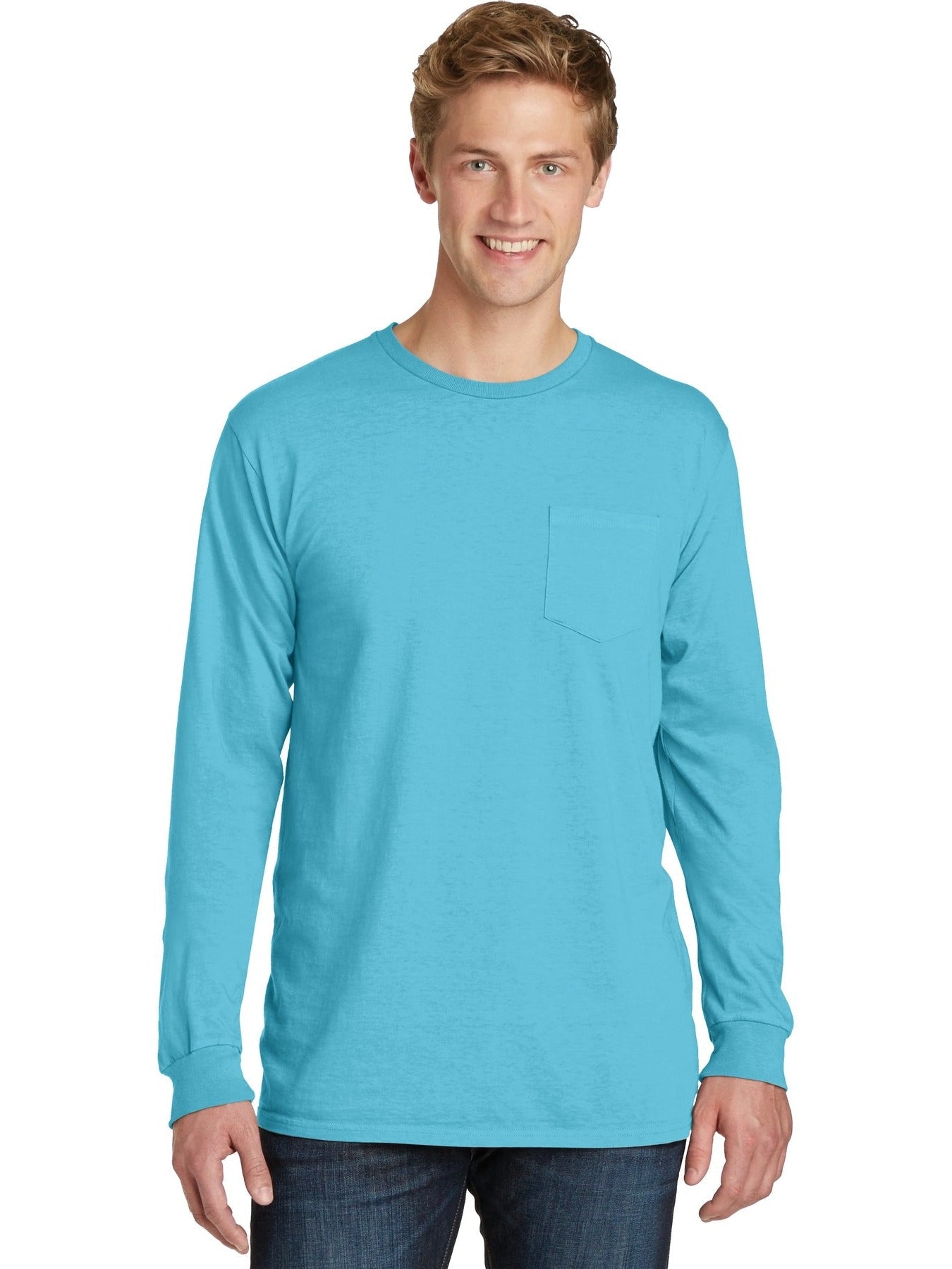 no-logo Port & Company Beach Wash Garment-Dyed Long Sleeve Pocket Tee-Regular-Port & Company-Thread Logic
