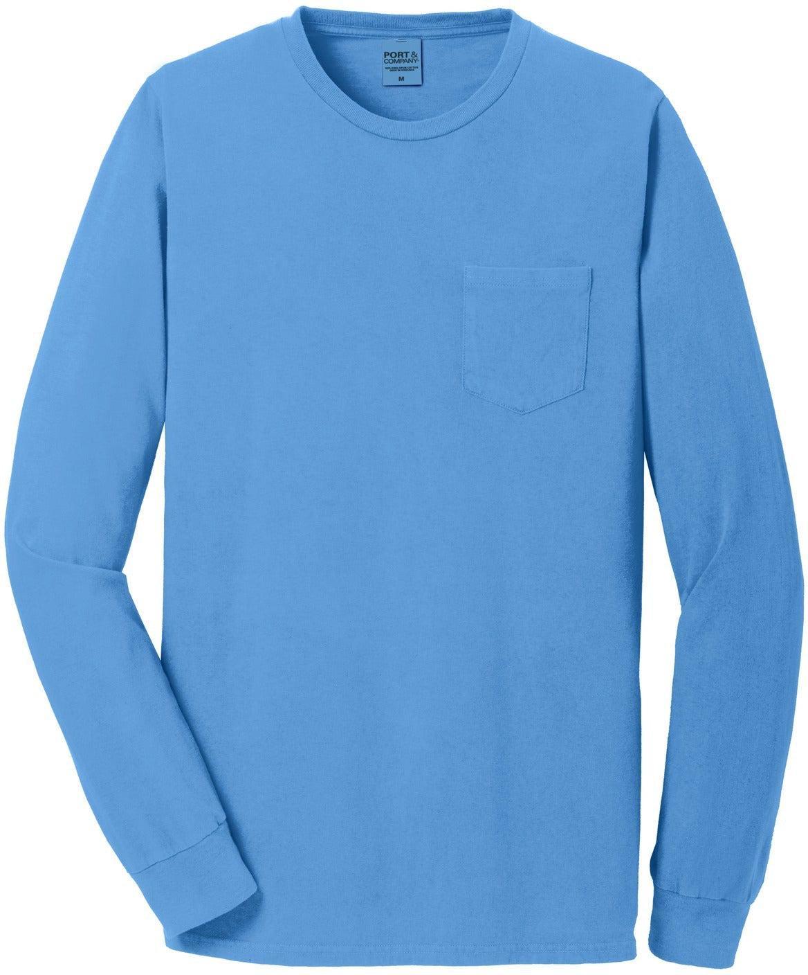 No-Logo CLOSEOUT - Port & Company Beach Wash Garment-Dyed Long Sleeve Pocket Tee-Active-Port & Company-Blue Moon-S-Thread Logic