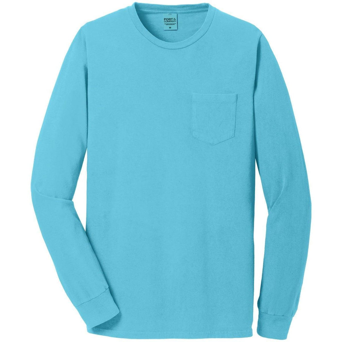 no-logo CLOSEOUT - Port & Company Beach Wash Garment-Dyed Long Sleeve Pocket Tee-Active-Port & Company-Tidal Wave-S-Thread Logic