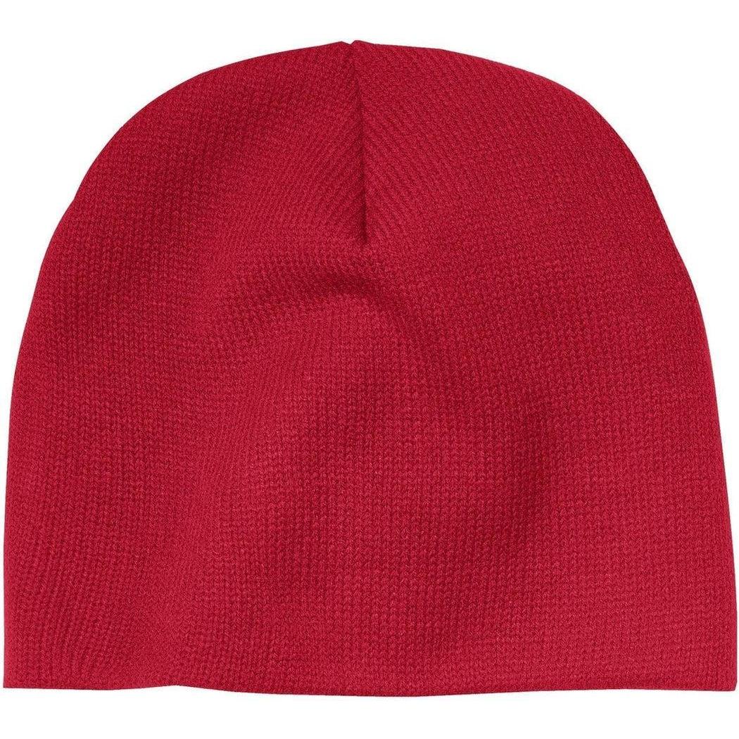 no-logo Port & Company Beanie Cap-Headwear-Port & Company-Athletic Red-OSFA-Thread Logic