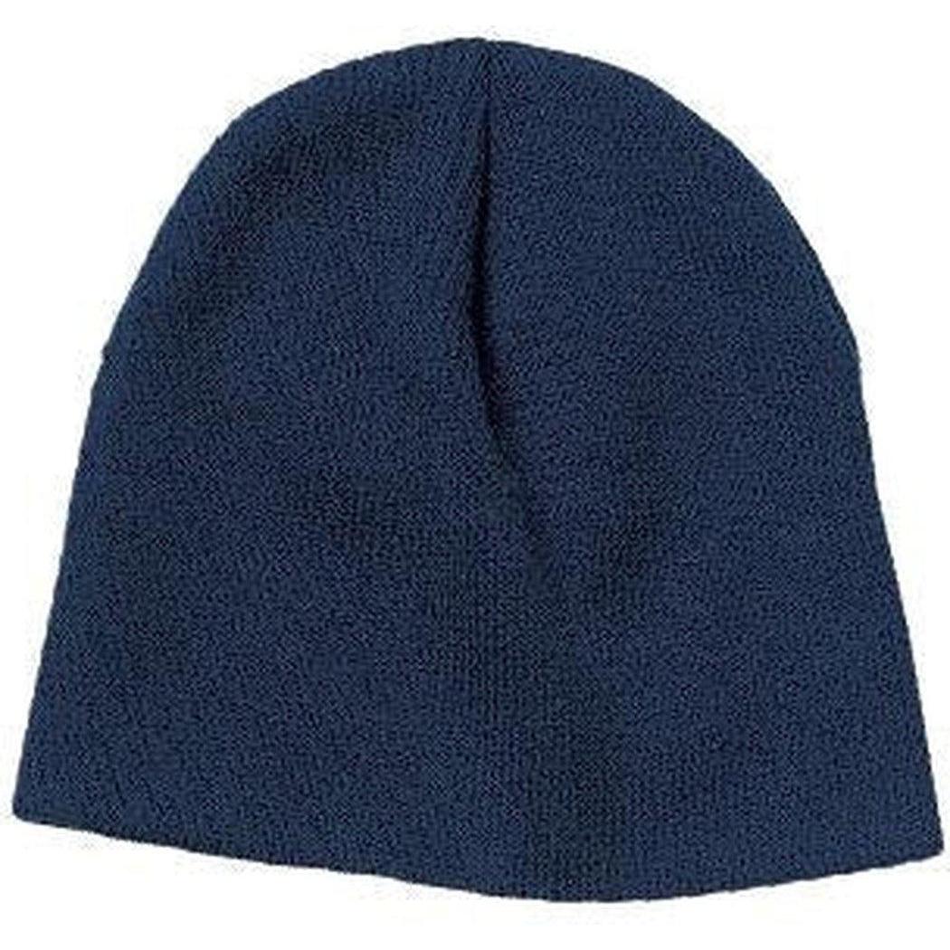no-logo Port & Company Beanie Cap-Headwear-Port & Company-Navy-OSFA-Thread Logic