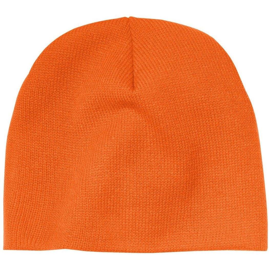 no-logo Port & Company Beanie Cap-Headwear-Port & Company-Neon Orange-OSFA-Thread Logic