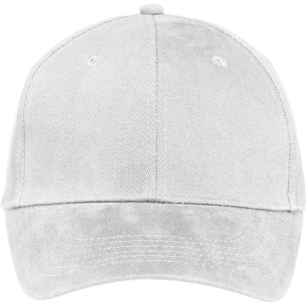 no-logo Port & Company Brushed Twill Cap-Headwear-Port & Company-White-OSFA-Thread Logic